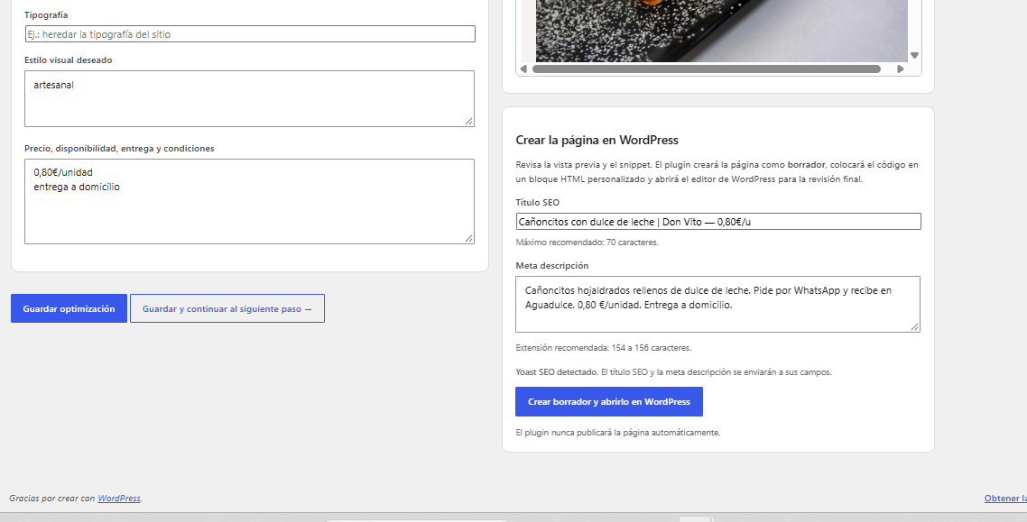Creación de un borrador optimizado directamente en WordPress